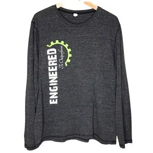 Alo Yoga Long Sleeve Tee Cotton Blend T-Shirt Heathered Black Crew Neck Men's XL